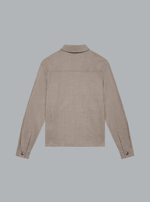 FLANNEL STRETCH OVERSHIRT LIGHT BEIGE