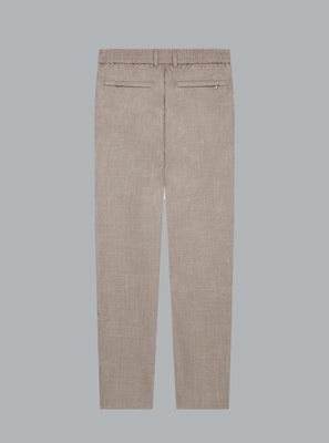 FLANNEL STRETCH TAPERED TROUSERS LIGHT BEIGE