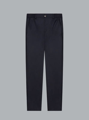 FLANNEL STRETCH TAPERED TROUSERS DARK NAVY