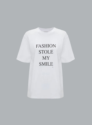 SLOGAN TEE FASHION STOLE MY SMILE White Fashion Stole My Smile