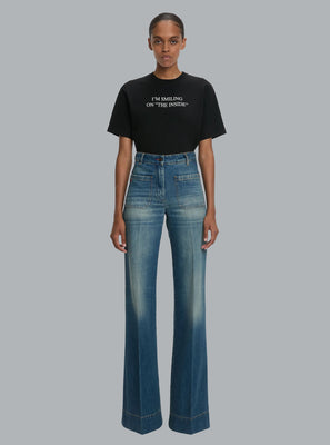 SLOGAN TEE IM SMILING ON THE INSIDE BLACK