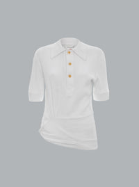 TWIST DETAIL POLO TOP WHITE