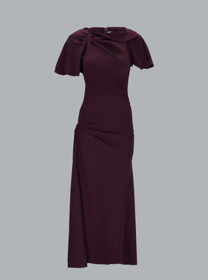 DRAPED CAP SLEEVE MAXI DRESS