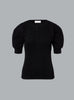 HENLEY RIB SHORT SLEEVE TOP BLACK