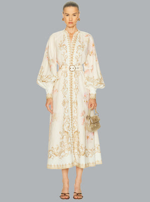 HYPNOTIC BUTTONED MIDI DRESS