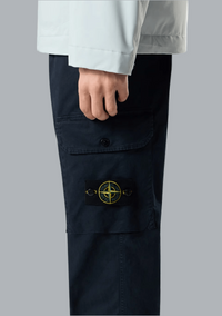 ORGANIC COTTON STRETCH BROKEN TWILL TROUSERS NAVY BLUE