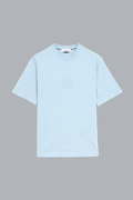 CAMO COMPASS' PRINT ORGANIC COTTON JERSEY T-SHIRT POWDER BLUE