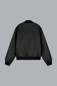 Leather Varsity Jacket Black