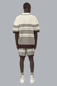 CHECKERED MESH SHORT ALABASTER