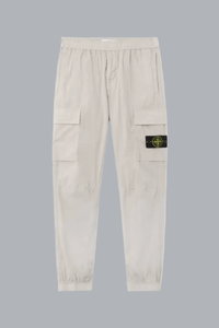 STRETCH COTTON TELA 'PARACADUTE' TROUSERS PEARL GREY