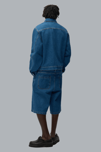 Round pocket Denim Shorts Raw Denim