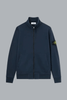 ORGANIC COTTON FLEECE ZIP UP SWEATER NAVY BLUE