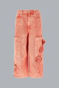 Overdyed Denim Cropped Baggy Cargo Jeans