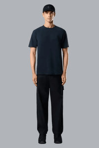 S.I. GHOST ORGANIC COTTON JERSEY CREPE T-SHIRT NAVY BLUE