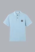 95% biologisch katoen / 5% elastaan piqué poloshirt, lichtblauw