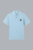 95% biologisch katoen / 5% elastaan piqué poloshirt, lichtblauw
