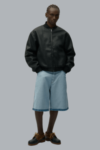 Leather Varsity Jacket Black