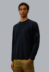 COTTON CHENILLE CREWNECK LENS SWEATER NAVY