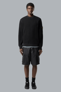 ORGANIC COTTON WAFFLE FLEECE SWEATSHIRT BLACK