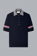 SAILBOAT JERSEY STITCH RWB STRIPE RUGBY POLO SHIRT