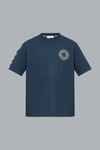 ALL AROUND COMPASS' PRINT ORGANIC COTTON JERSEY T-SHIRT NAVY BLUE