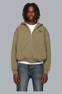 CLASSIQUE ZIP UP HOODIE MOSS GREEN / BLACK