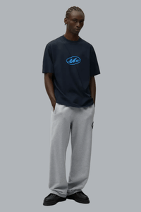 T-shirt met cirkellogo in marineblauw