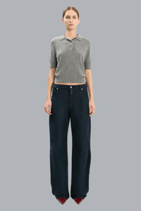SUITEBROEK MET GESCHEIDEN DETAILS, MARINEBLAUW