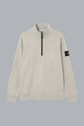ORGANIC COTTON FLEECE ZIP UP SWEATER PEARL GREY