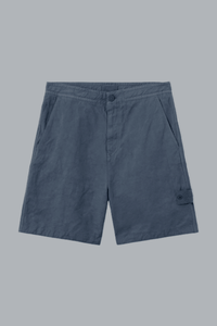 S.I. GHOST COTTON LINEN CANVAS SHORTS SLATE BLU
