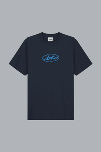 T-shirt met cirkellogo in marineblauw