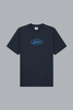 T-shirt met cirkellogo in marineblauw