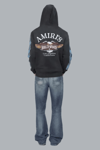 MA FLAMES ZIP HOODIE BLACK