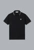 Poloshirt van 95% biologisch katoen / 5% elastaan piquéstof, zwart.