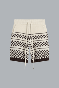 CHECKERED MESH SHORT ALABASTER