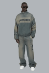 AMIRI SPORT DENIM TRACK JACKET WORN SLATE