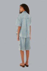 SEAS DESIRE EMBROIDERED DENIM SHIRT