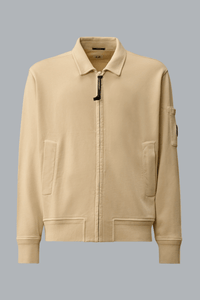 COTTON DIAGONAL FLEECE ZIP LENS SWEATSHIRT