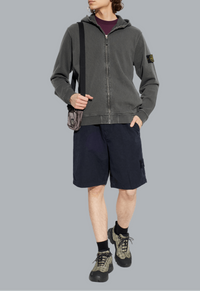 S.I. GHOST COTTON LINEN CANVAS SHORTS NAVY BLUE
