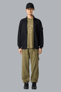 ORGANIC COTTON FLEECE ZIP UP SWEATER BLACK