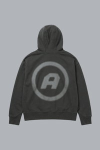 Washed A Logo Zip Through Hoodie