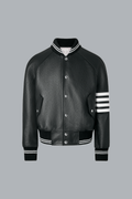 CALF LEATHER 4 BAR BOMBER JACKET