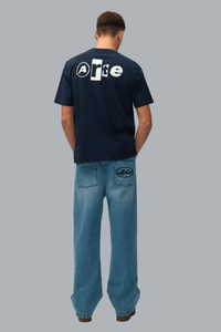 T-shirt met collage op de rug, marineblauw