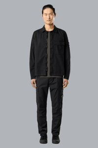 STRETCH ORGANIC COTTON TWILL TROUSERS BLACK