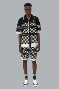 CHECKERED MESH SHORT BLACK