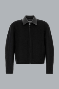 LEATHER COLLAR BOMBER JACKET