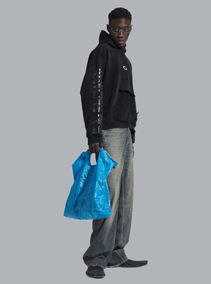 TRANSPARENT TAPE RIPPED POCKET HOODIE