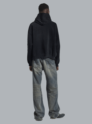 TRANSPARENT TAPE RIPPED POCKET HOODIE