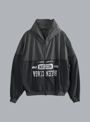 CHECK POPLIN PATCHED HOODED SHIRT