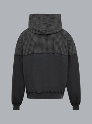 CHECK POPLIN PATCHED HOODED SHIRT